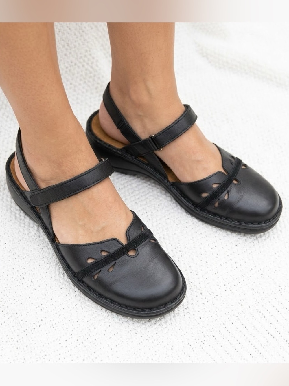 NAOT Matai Black Leather Cutout Mary Jane Clog Sandals Shoes EU 40 US 9-9.5